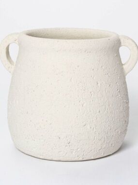 Studio McGee Target Textured Cream Ceramic Vase with Twin Handles
